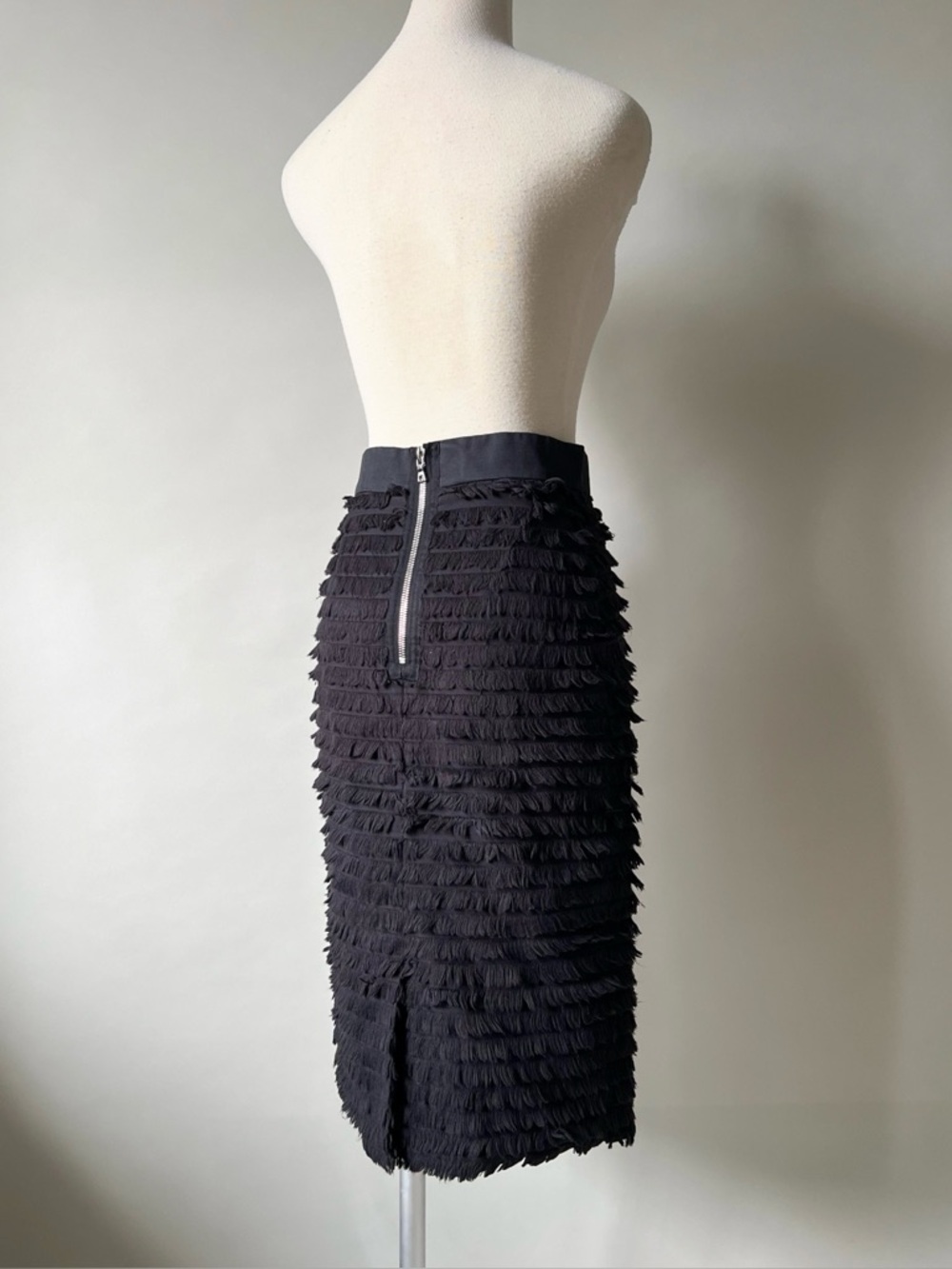 Drawer Japan Designer Cotton Silk Shag Pencil Knee Skirt